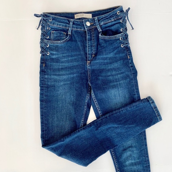 zara lace up jeans